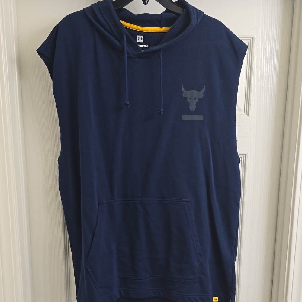 Under Armour PROJECT ROCK Dark Blue Sleeveless Hoodie